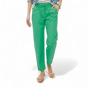 J. Crew Linen Cotton Blend Drawstring Cropped Pants Bright Kelly Green Sz 12 NWT